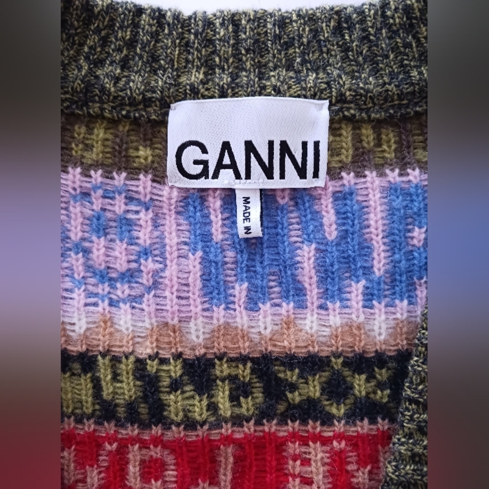 Ganni Colorful Knit Vest with Green and Purple - Picture 7 of 9